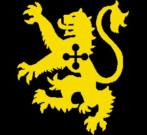 Arms Image: Sable, a lion rampant or, a cross pomme of the field in fess point